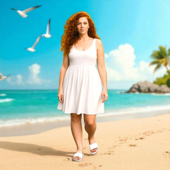 TORRID Plus Size Mini Cotton Slub Tie Shoulder Beach Swim cover/ dress - Picture 1 of 15
